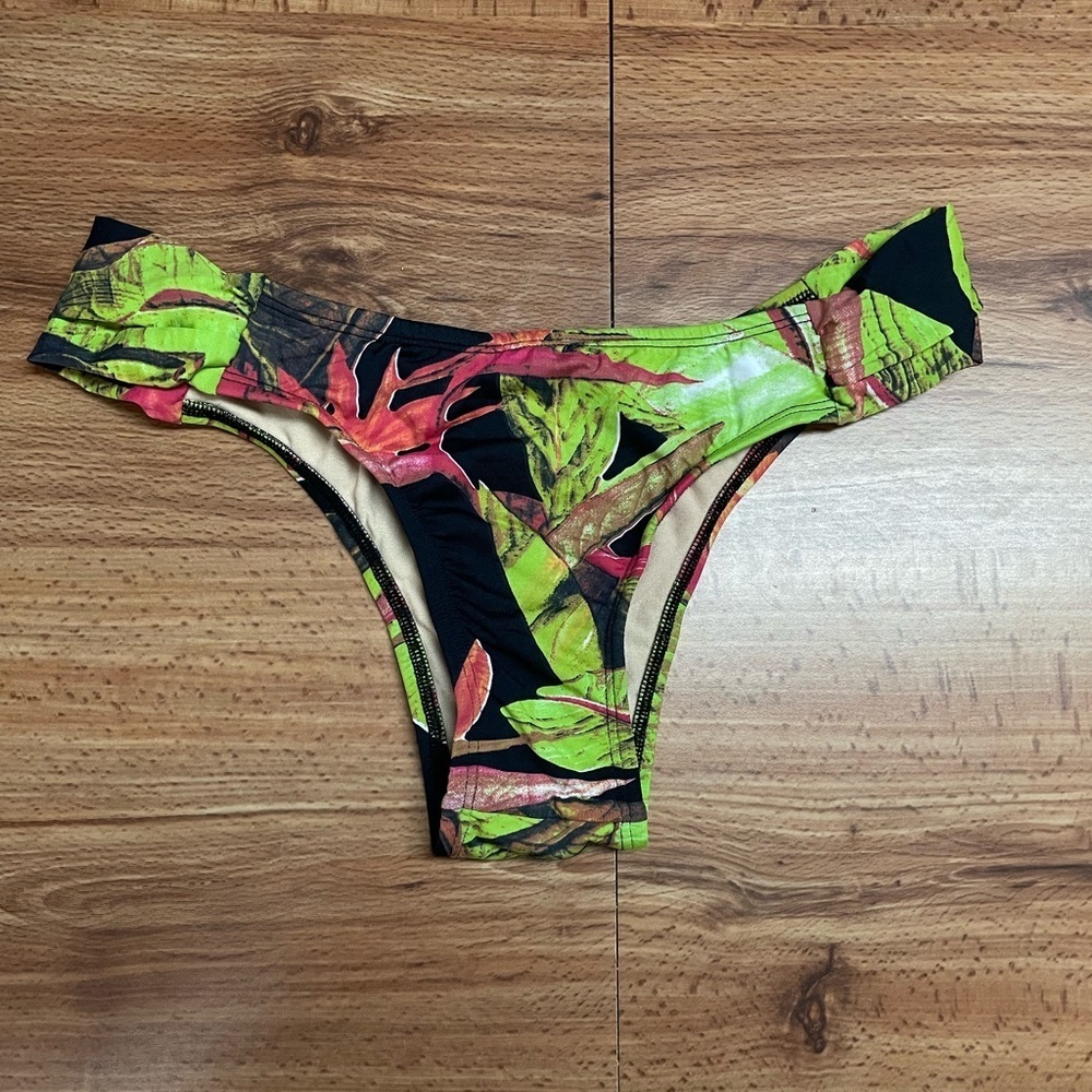 Floral & Leaf Draped Bikini Bottom